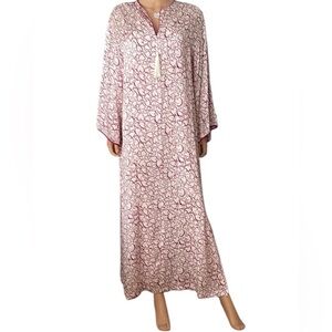 Lejaby Paris 100% Silk Magenta & White Heart Robe Zipper Front Small